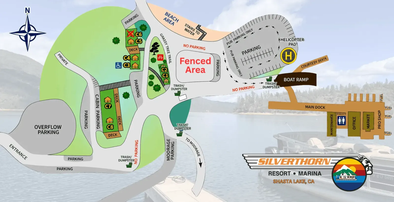 Silverthorn Resort map 2026 Shasta Lake