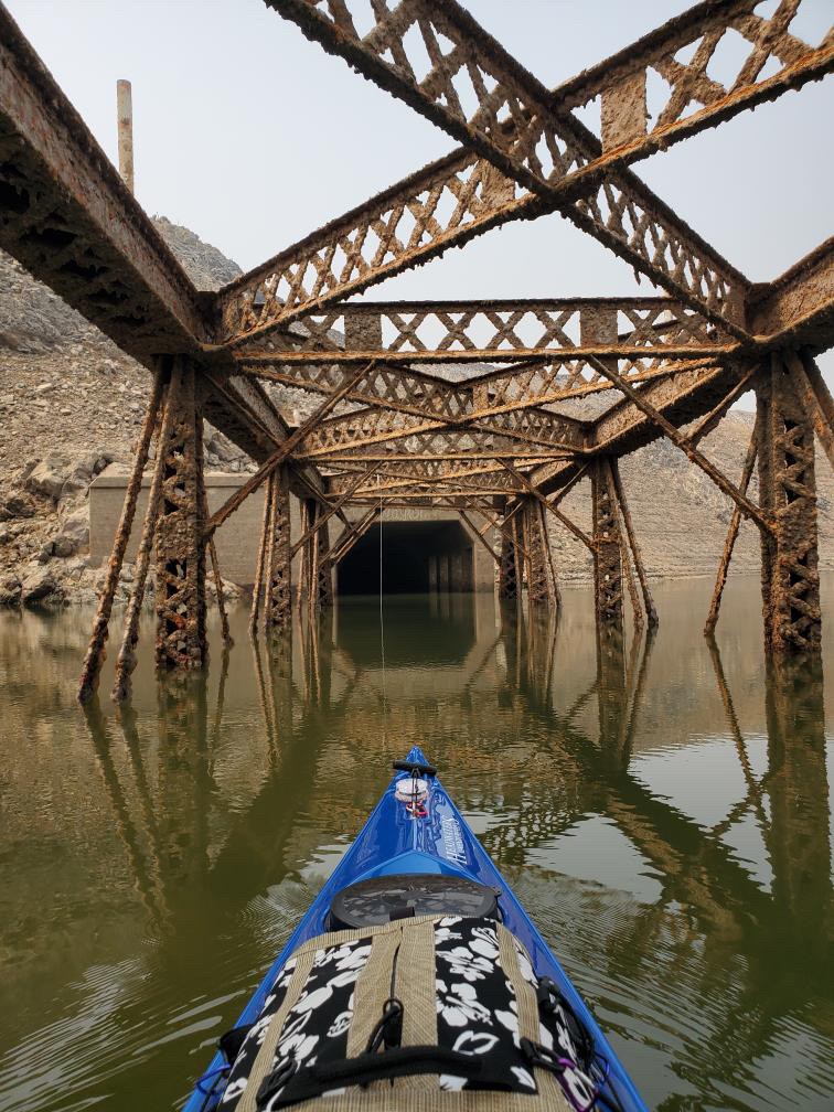 Exploring granite coves by kayak on Shasta Lake